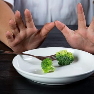Depressed woman hungry from dieting
